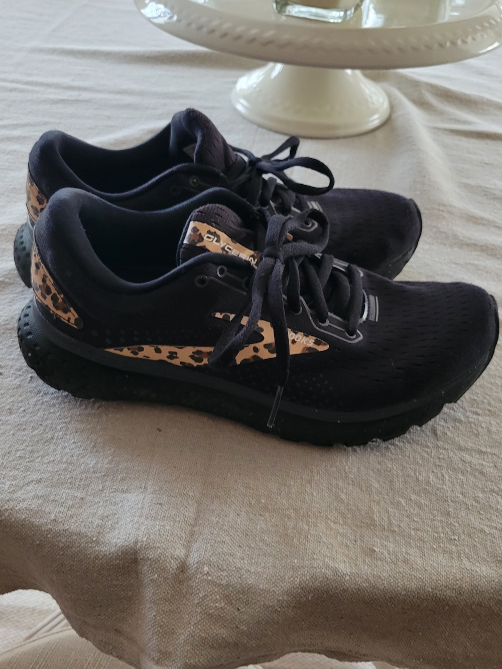 Brooks Women's Black Running Shoes with Leopard Accent